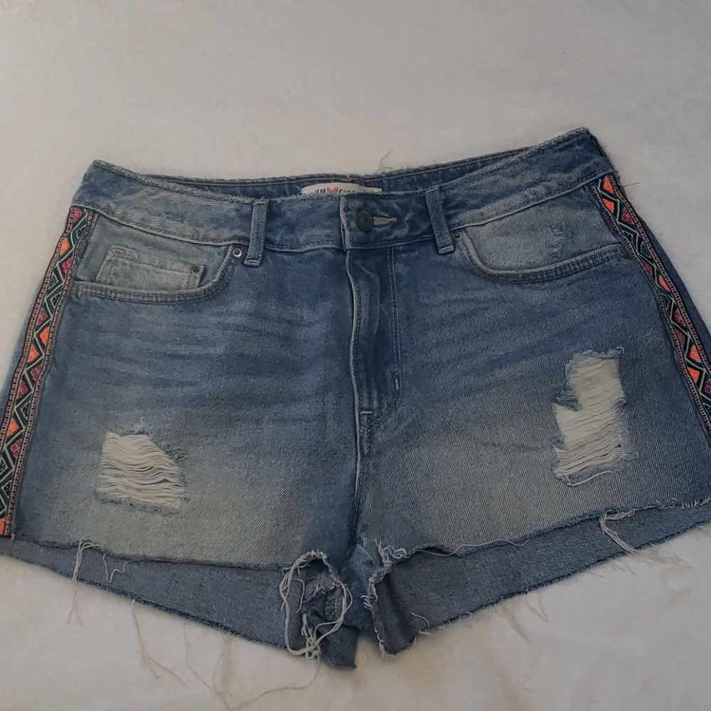 H&M Coachella Denim Distressed Shorts